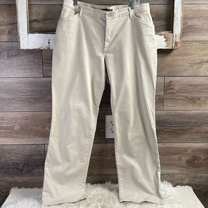 LEE Relaxed Fit Tan Straight Leg Pants Classic Stretch Women's Size 12 Short
